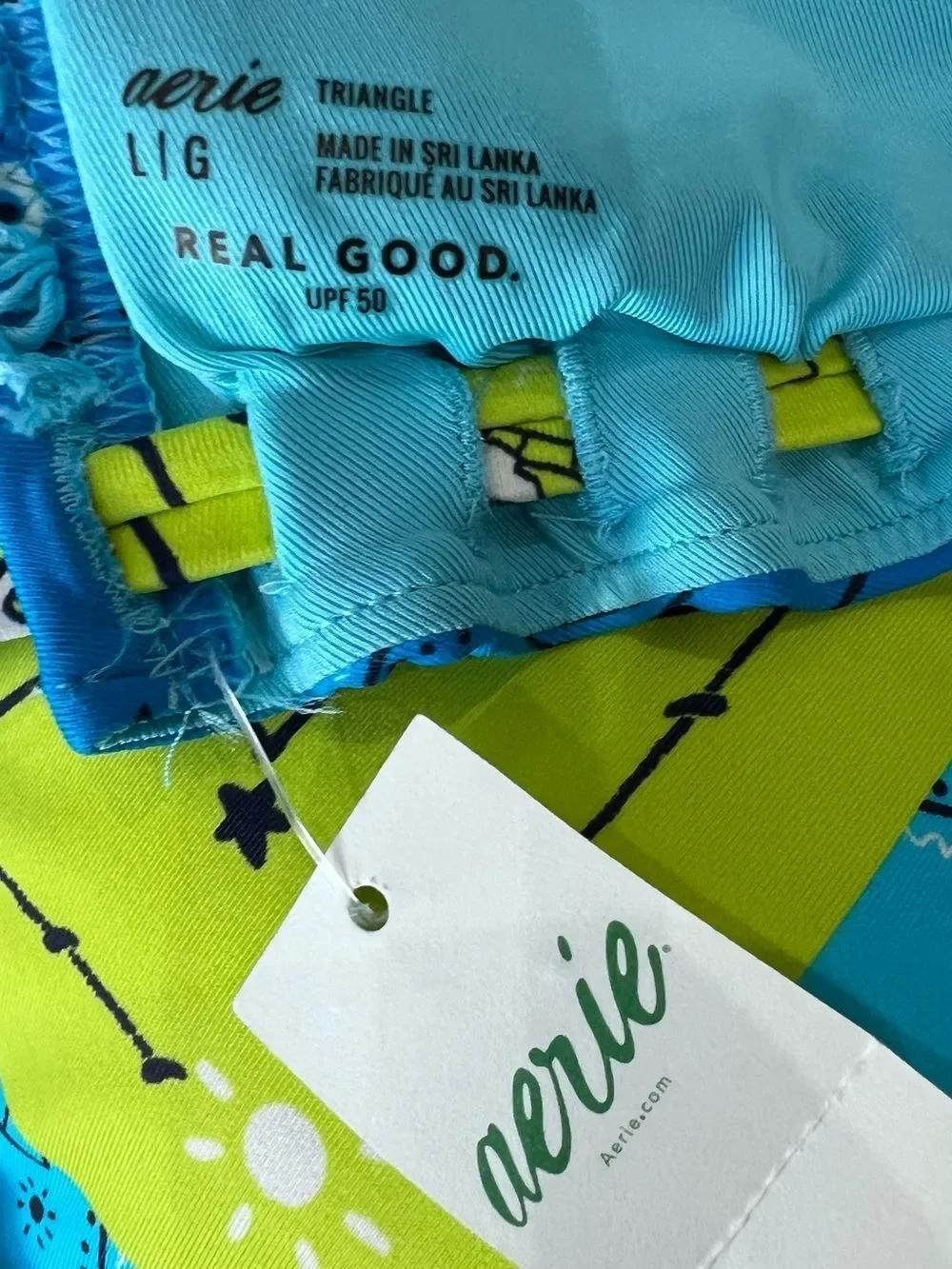 Aerie Crochet Trim String Triangle Bikini Top Size Large